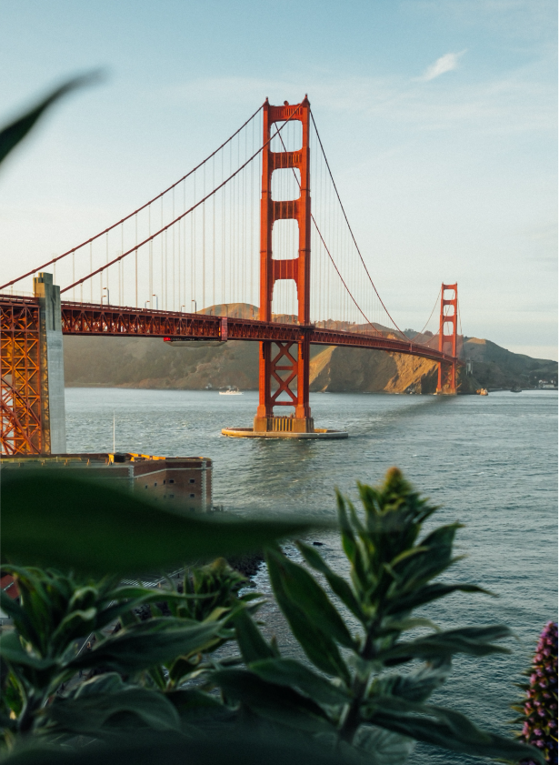 Looking towards the Golden Gate Bridge in San Francisco, California